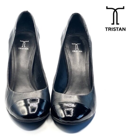 Tristan black leather patent cap to heels Sz 38 - Picture 1 of 12